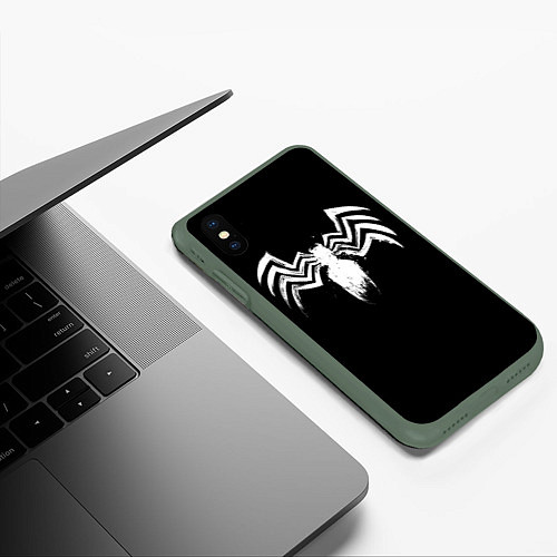 Чехол iPhone XS Max матовый Venom - logo / 3D-Темно-зеленый – фото 3