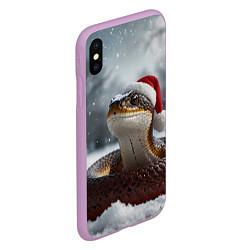 Чехол iPhone XS Max матовый Новогодняя змея на снегу, цвет: 3D-сиреневый — фото 2