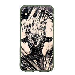 Чехол iPhone XS Max матовый Ghost Rider, цвет: 3D-темно-зеленый