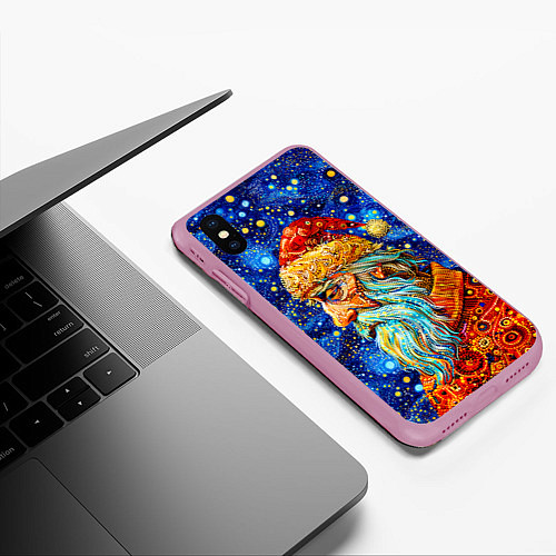 Чехол iPhone XS Max матовый Santa Claus: pop-art-brut-nouveau pointillism / 3D-Розовый – фото 3