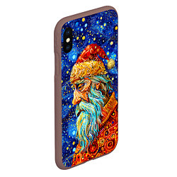 Чехол iPhone XS Max матовый Santa Claus: pop-art-brut-nouveau pointillism, цвет: 3D-коричневый — фото 2