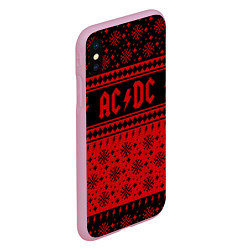 Чехол iPhone XS Max матовый ACDC christmas sweater, цвет: 3D-розовый — фото 2