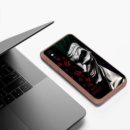 Чехол iPhone XS Max матовый Joker in the dark / 3D-Коричневый – фото 3