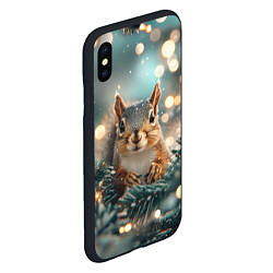 Чехол iPhone XS Max матовый Новогодняя белочка в елочке, цвет: 3D-черный — фото 2