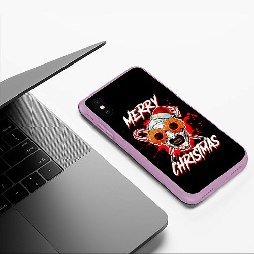 Чехол iPhone XS Max матовый Merry Christmas Terrifier / 3D-Сиреневый – фото 3