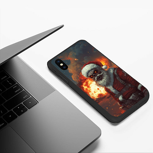 Чехол iPhone XS Max матовый Санта монстр из огня / 3D-Черный – фото 3