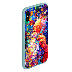 Чехол iPhone XS Max матовый Santa Claus: pop-art modern pointillism, цвет: 3D-мятный — фото 2