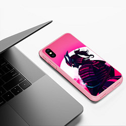 Чехол iPhone XS Max матовый Самурай на розовом фоне, цвет: 3D-баблгам — фото 2