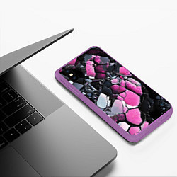 Чехол iPhone XS Max матовый Чёрно-розовый камень, цвет: 3D-фиолетовый — фото 2