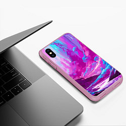 Чехол iPhone XS Max матовый Фиолетовая кислотная абстракция, цвет: 3D-розовый — фото 2