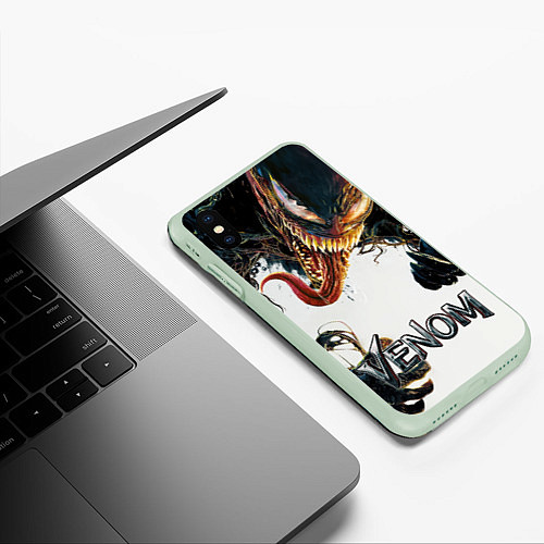 Чехол iPhone XS Max матовый Веном - симбиот / 3D-Салатовый – фото 3