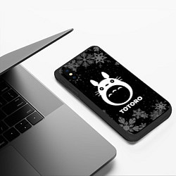 Чехол iPhone XS Max матовый Снежный Totoro, цвет: 3D-черный — фото 2