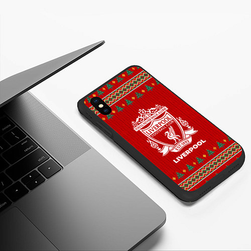 Чехол iPhone XS Max матовый Liverpool new year / 3D-Черный – фото 3