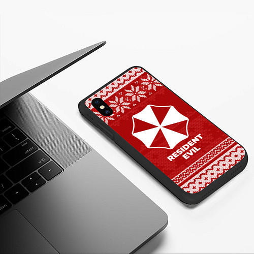 Чехол iPhone XS Max матовый Новогодний Resident Evil / 3D-Черный – фото 3