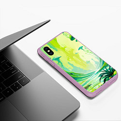 Чехол iPhone XS Max матовый Зелёная абстракция кислотная, цвет: 3D-сиреневый — фото 2