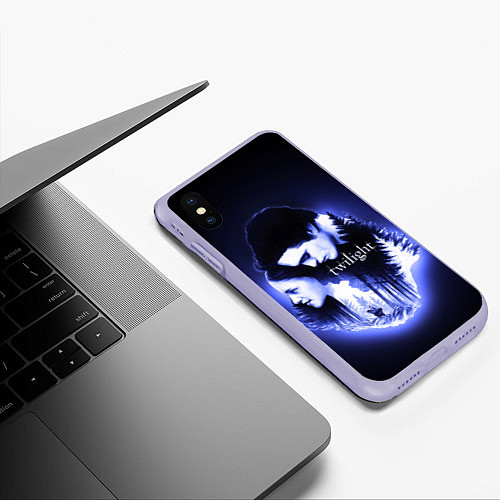 Чехол iPhone XS Max матовый Twilight Bella and Edward / 3D-Светло-сиреневый – фото 3