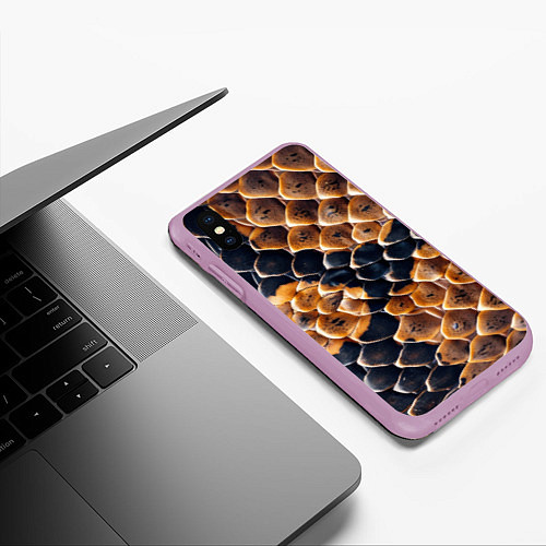 Чехол iPhone XS Max матовый Змеиный талисман / 3D-Сиреневый – фото 3