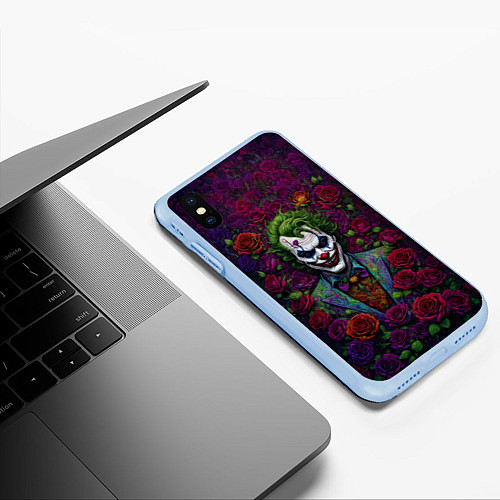 Чехол iPhone XS Max матовый Joker - roses / 3D-Голубой – фото 3