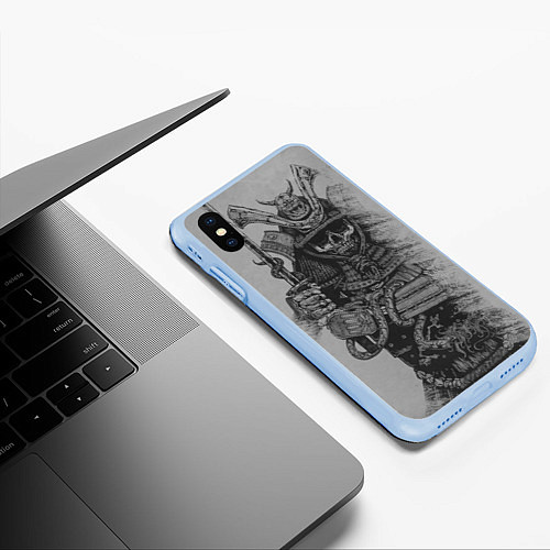 Чехол iPhone XS Max матовый Призрак Самурай / 3D-Голубой – фото 3