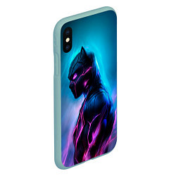 Чехол iPhone XS Max матовый Black Panther, цвет: 3D-мятный — фото 2