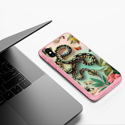 Чехол iPhone XS Max матовый Змея и бабочки, цвет: 3D-баблгам — фото 2