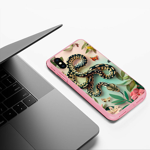 Чехол iPhone XS Max матовый Змея и бабочки / 3D-Баблгам – фото 3