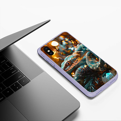 Чехол iPhone XS Max матовый Праздничный змей / 3D-Светло-сиреневый – фото 3