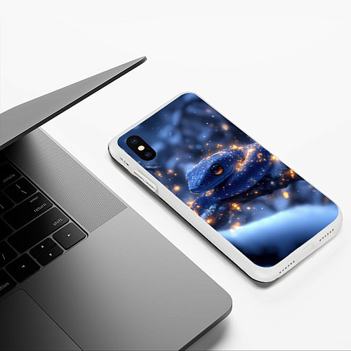 Чехол iPhone XS Max матовый Змея новогодний символ 2025 / 3D-Белый – фото 3