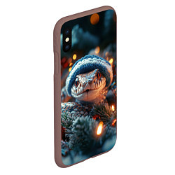 Чехол iPhone XS Max матовый Маленькая змейка в шапочке, цвет: 3D-коричневый — фото 2