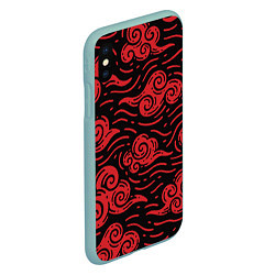 Чехол iPhone XS Max матовый Японский орнамент - красные облака, цвет: 3D-мятный — фото 2