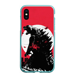 Чехол iPhone XS Max матовый Godzilla destroys the city, цвет: 3D-мятный