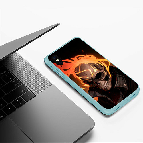 Чехол iPhone XS Max матовый Призрачный гонщик / 3D-Мятный – фото 3