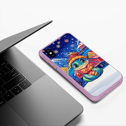 Чехол iPhone XS Max матовый Новогодняя змея символ 2025 года / 3D-Сиреневый – фото 3