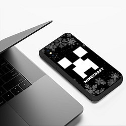 Чехол iPhone XS Max матовый Снежный Minecraft, цвет: 3D-черный — фото 2