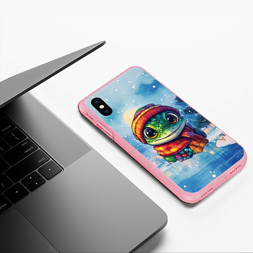 Чехол iPhone XS Max матовый Новогодняя змейка милая 2025 / 3D-Баблгам – фото 3