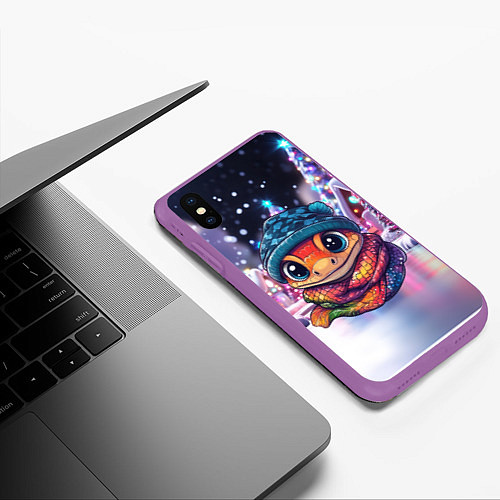 Чехол iPhone XS Max матовый Маленькая милая змейка 2025 / 3D-Фиолетовый – фото 3