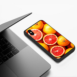 Чехол iPhone XS Max матовый Грейпфруты, цвет: 3D-черный — фото 2