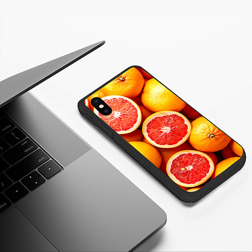 Чехол iPhone XS Max матовый Грейпфруты / 3D-Черный – фото 3