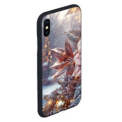 Чехол iPhone XS Max матовый Новогодняя роза и золотые шары, цвет: 3D-черный — фото 2