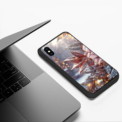 Чехол iPhone XS Max матовый Новогодняя роза и золотые шары, цвет: 3D-черный — фото 2