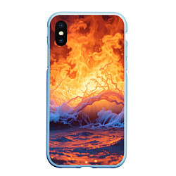 Чехол iPhone XS Max матовый Стихия огня и воды, цвет: 3D-голубой