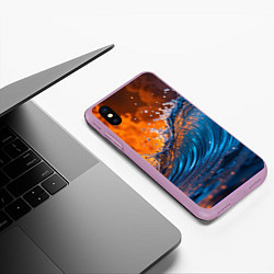 Чехол iPhone XS Max матовый Волна и огонь, цвет: 3D-сиреневый — фото 2