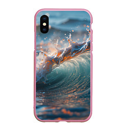 Чехол iPhone XS Max матовый Волна и блики солнца, цвет: 3D-розовый