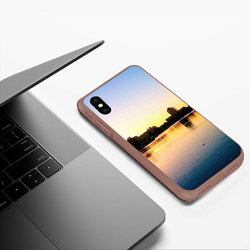 Чехол iPhone XS Max матовый Шкиперская гавань в Санкт-Петербурге / 3D-Коричневый – фото 3