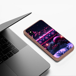 Чехол iPhone XS Max матовый Новый год в фиолетовом свете, цвет: 3D-коричневый — фото 2