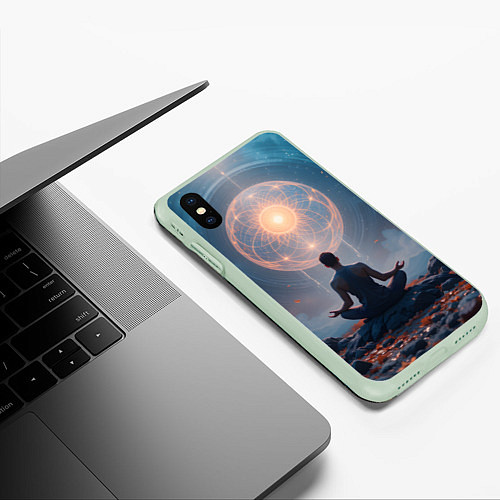 Чехол iPhone XS Max матовый Ночная медитация / 3D-Салатовый – фото 3