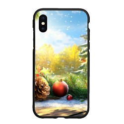 Чехол iPhone XS Max матовый Солнечный новый год, цвет: 3D-черный