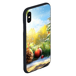 Чехол iPhone XS Max матовый Солнечный новый год, цвет: 3D-черный — фото 2