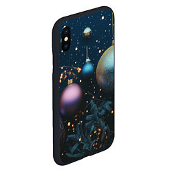 Чехол iPhone XS Max матовый Новогодние шары в блестках, цвет: 3D-черный — фото 2