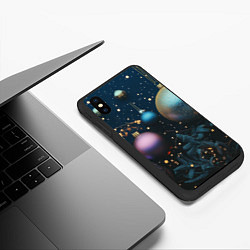 Чехол iPhone XS Max матовый Новогодние шары в блестках, цвет: 3D-черный — фото 2